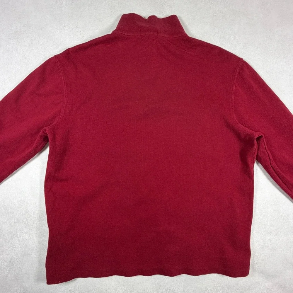 Polo Ralph Lauren Mens Large Estate Rib Quarter Zip‎ Pullover Burgundy Red Pony